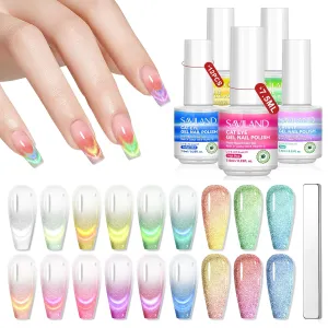 12 Colors Pastel Cat Eye Gel Nail Polish Set