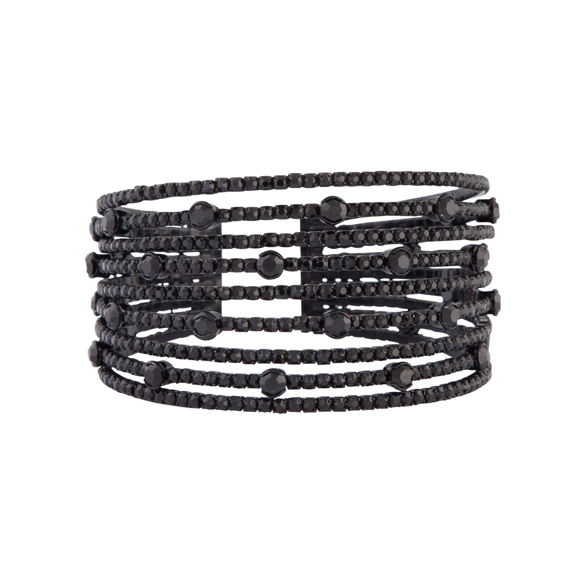 Black Multi Row Bling Station Cuff