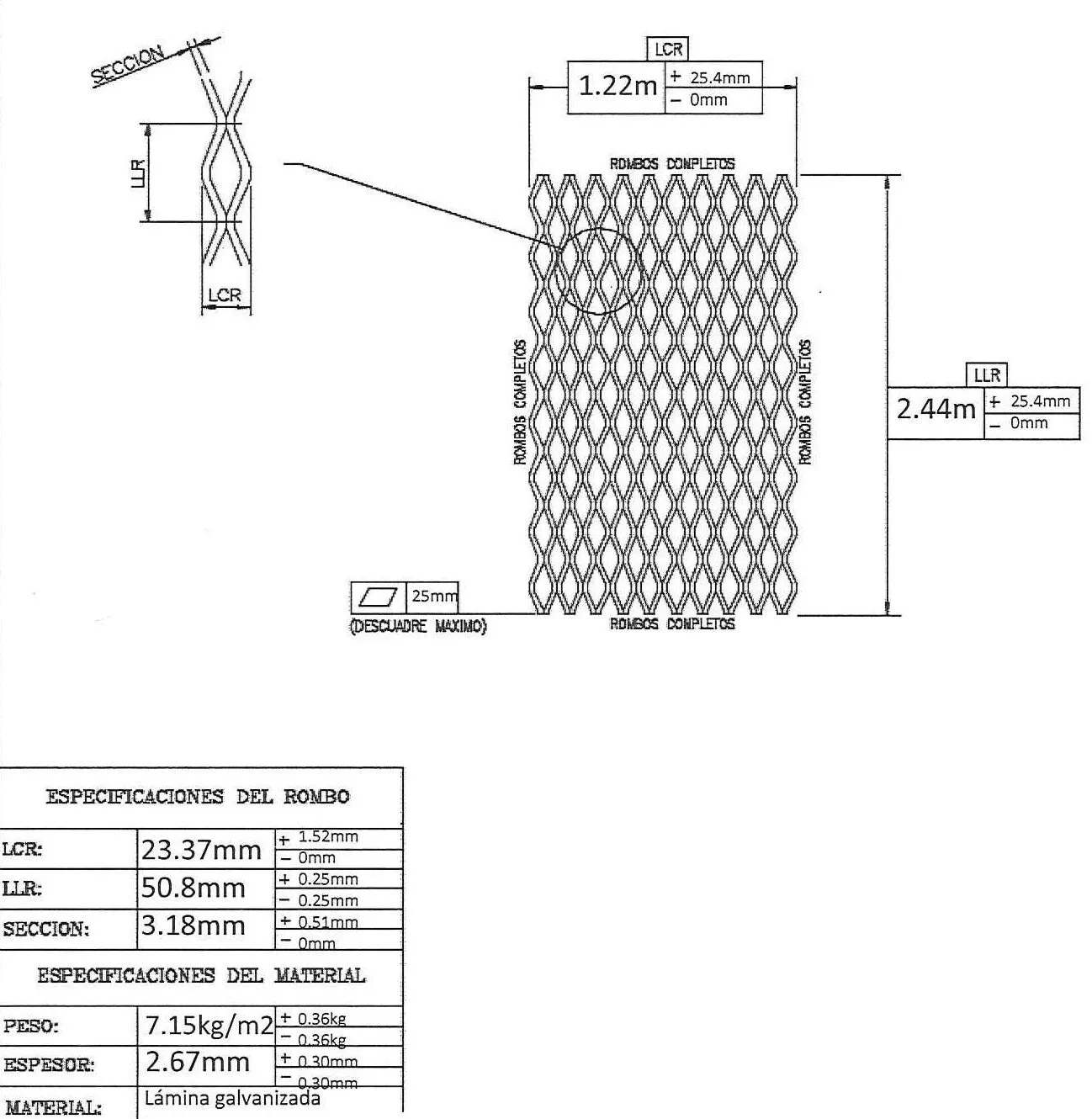 Black Steel Expanded Metal 22512