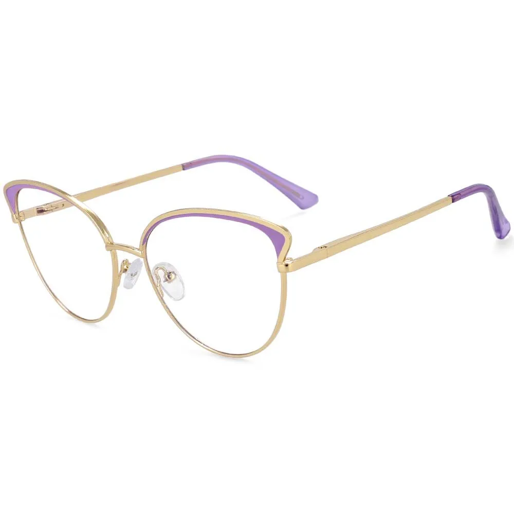 CCspace Women's Full Rim Round Cat Eye Acetate Alloy Eyeglasses 54239