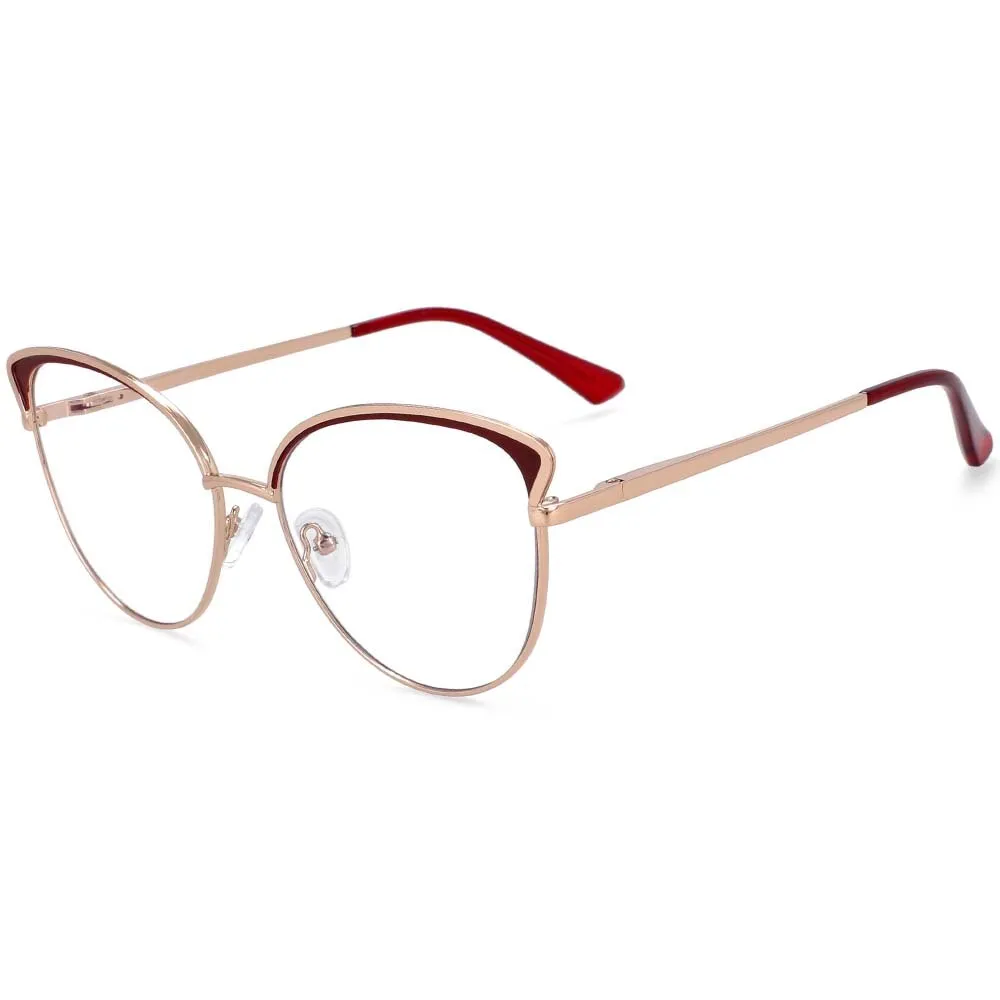 CCspace Women's Full Rim Round Cat Eye Acetate Alloy Eyeglasses 54239