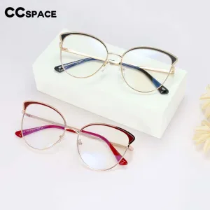 CCspace Women's Full Rim Round Cat Eye Acetate Alloy Eyeglasses 54239