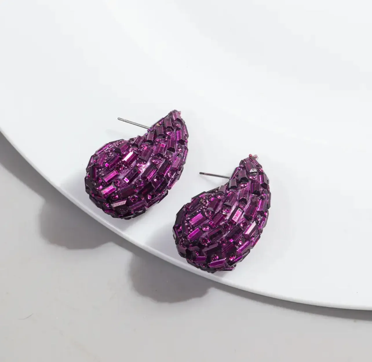 CYRSTAL ACRYLIC WATER DROP EARRINGS