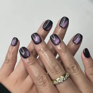 Dark purple Cat Eye Nails