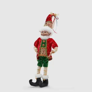 EDG Enzo De Gasperi Figura Elfo in Stoffa 63cm Rosso e Verde Decorazione Natalizia