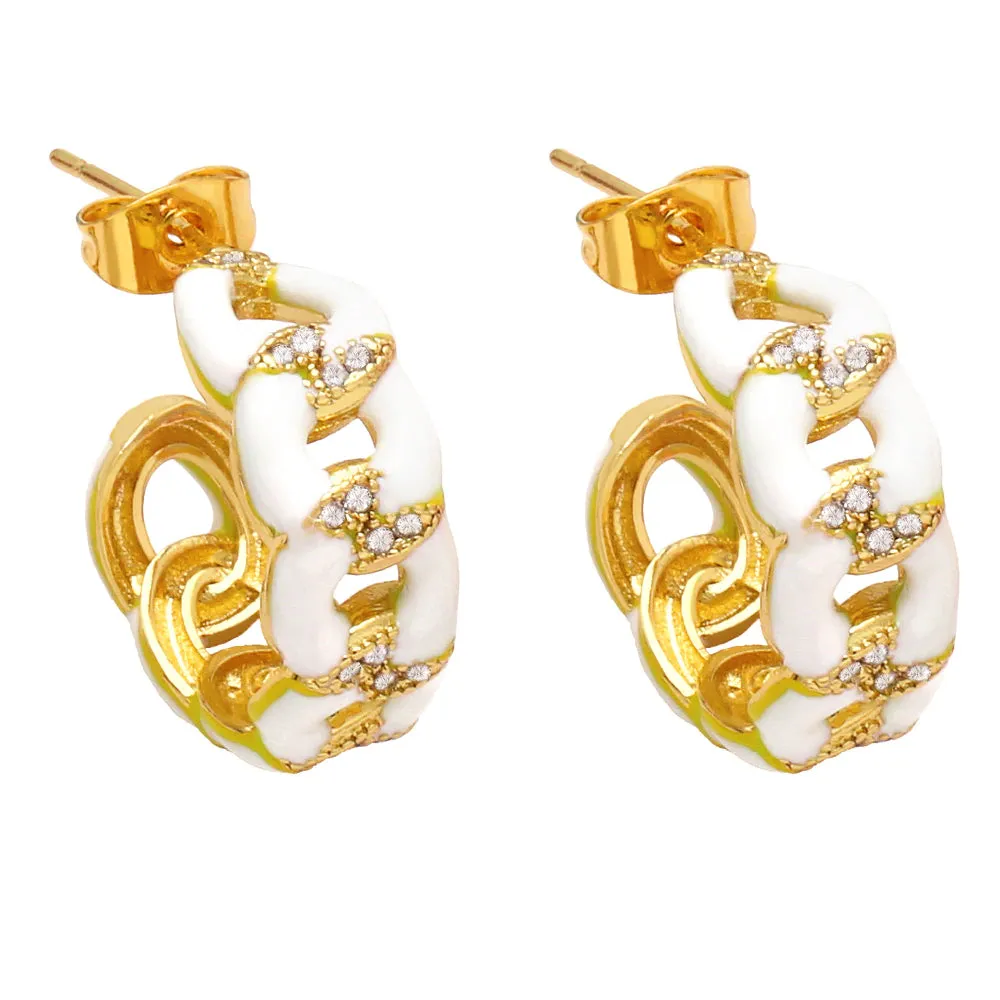 ENAMEL CHAIN LINK EARRINGS