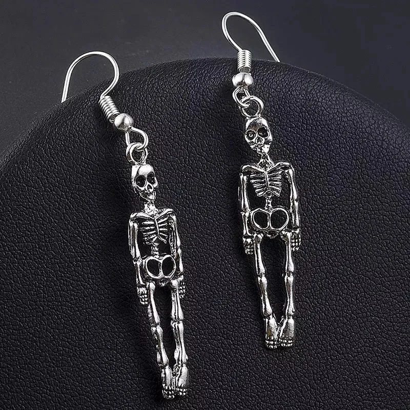 Halloween Vintage Skeleton Skull Dangle Earrings