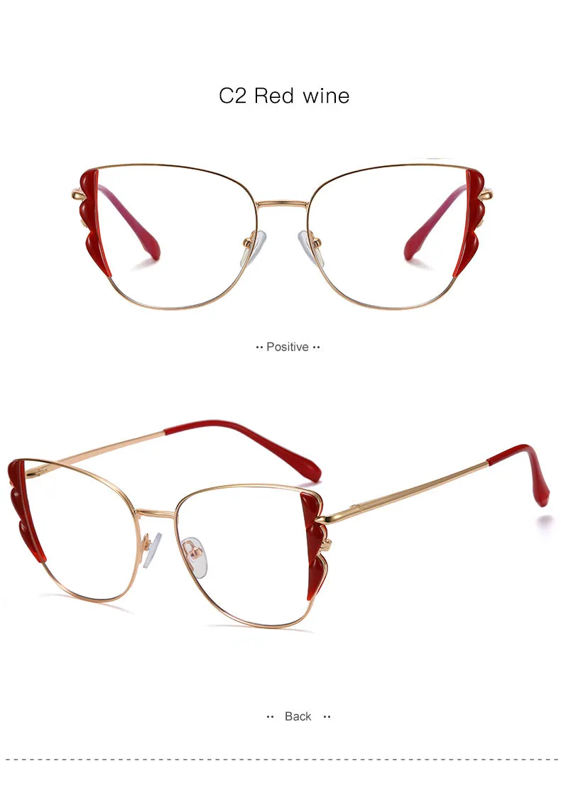 Hotony Women's Full Rim Cat Eye Alloy Frame Eyeglasses 95933