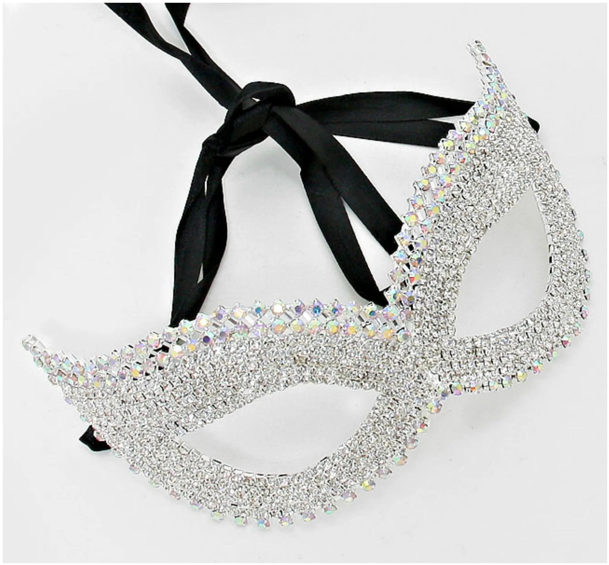 Juleen Cluster Statement Cat Eye Masquerade Mask | Crystal | Silver