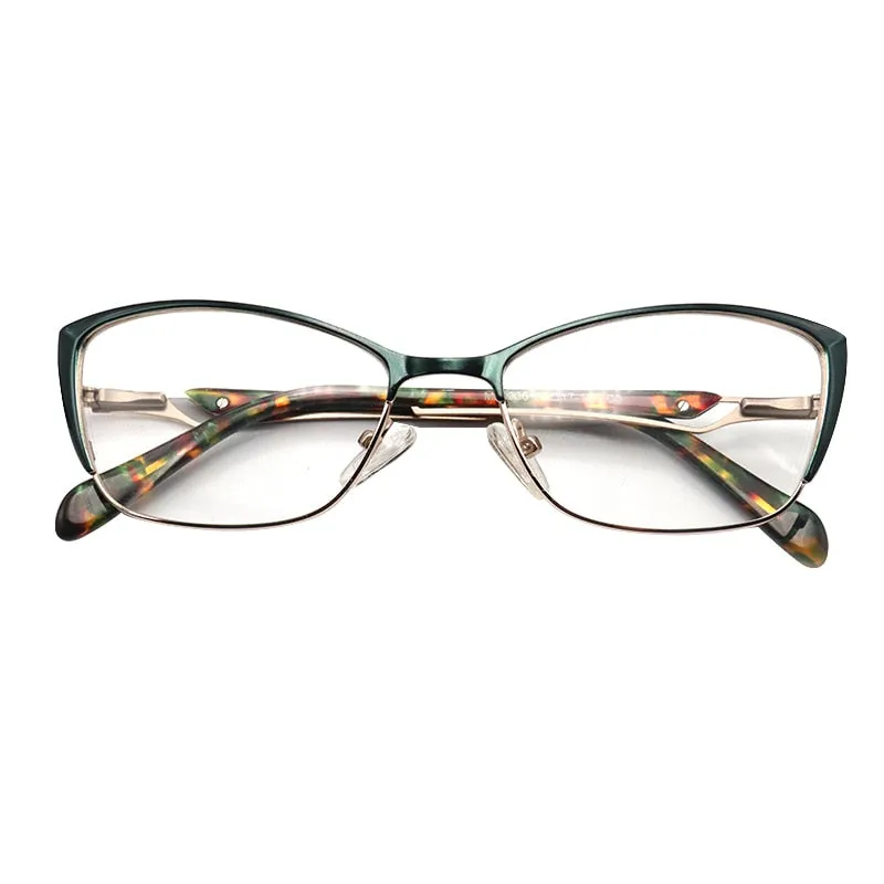 Laoyehui Women's Eyeglasses Cat Eye Alloy Frame Ml0036