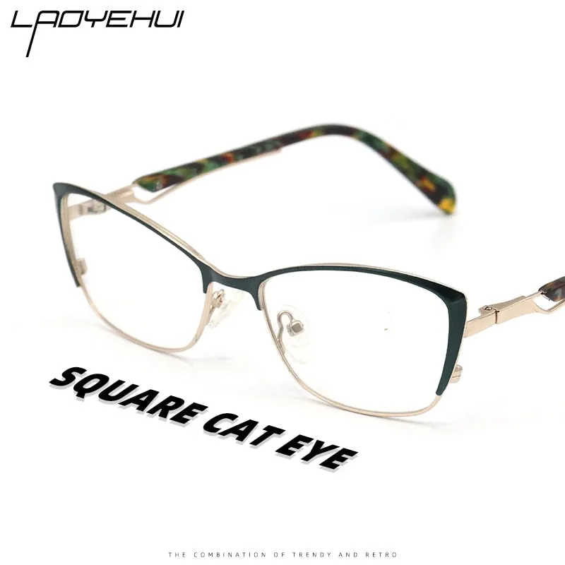 Laoyehui Women's Eyeglasses Cat Eye Alloy Frame Ml0036