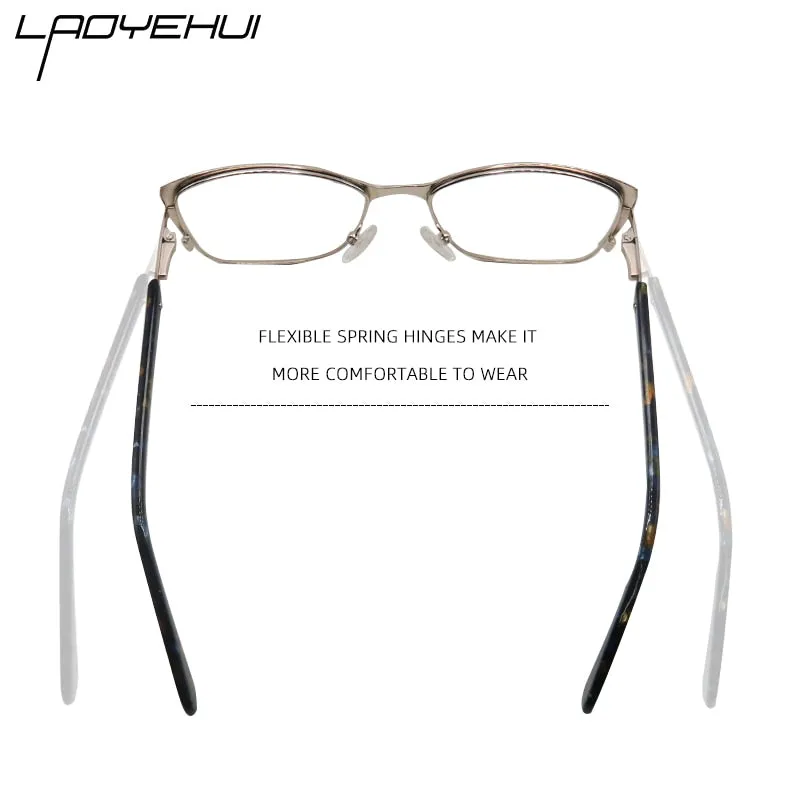 Laoyehui Women's Eyeglasses Cat Eye Alloy Frame Ml0036