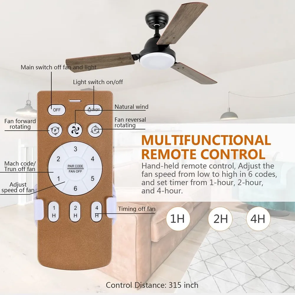 Modern LED Light Ceiling Fan Noble Bronze 44-inch