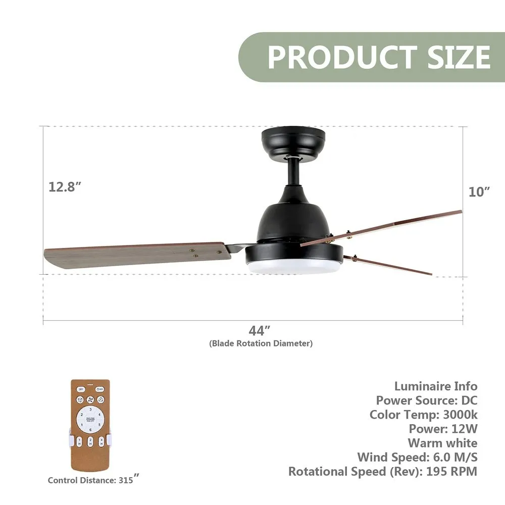 Modern LED Light Ceiling Fan Noble Bronze 44-inch