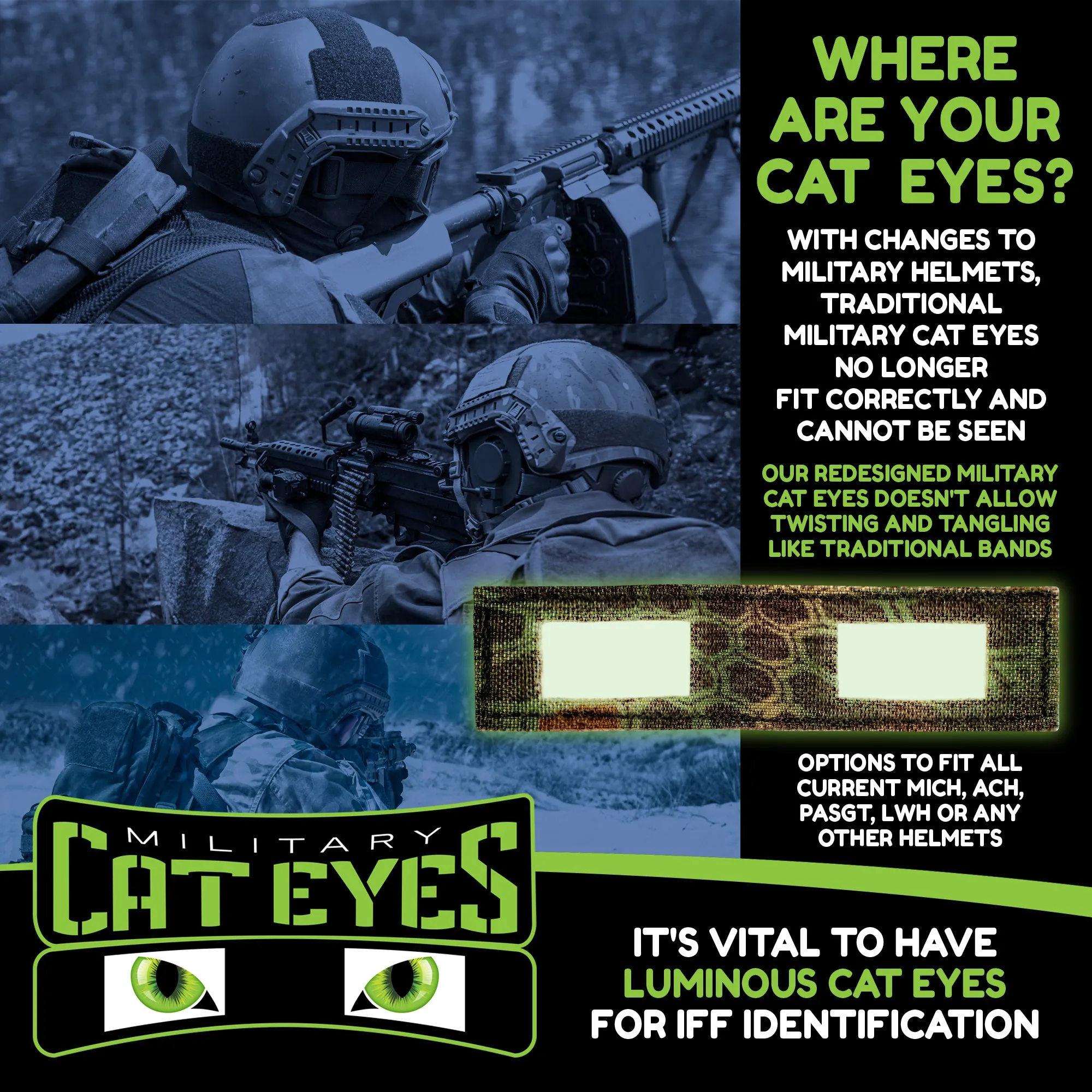 Multicam Military Helmet Cat Eye Band