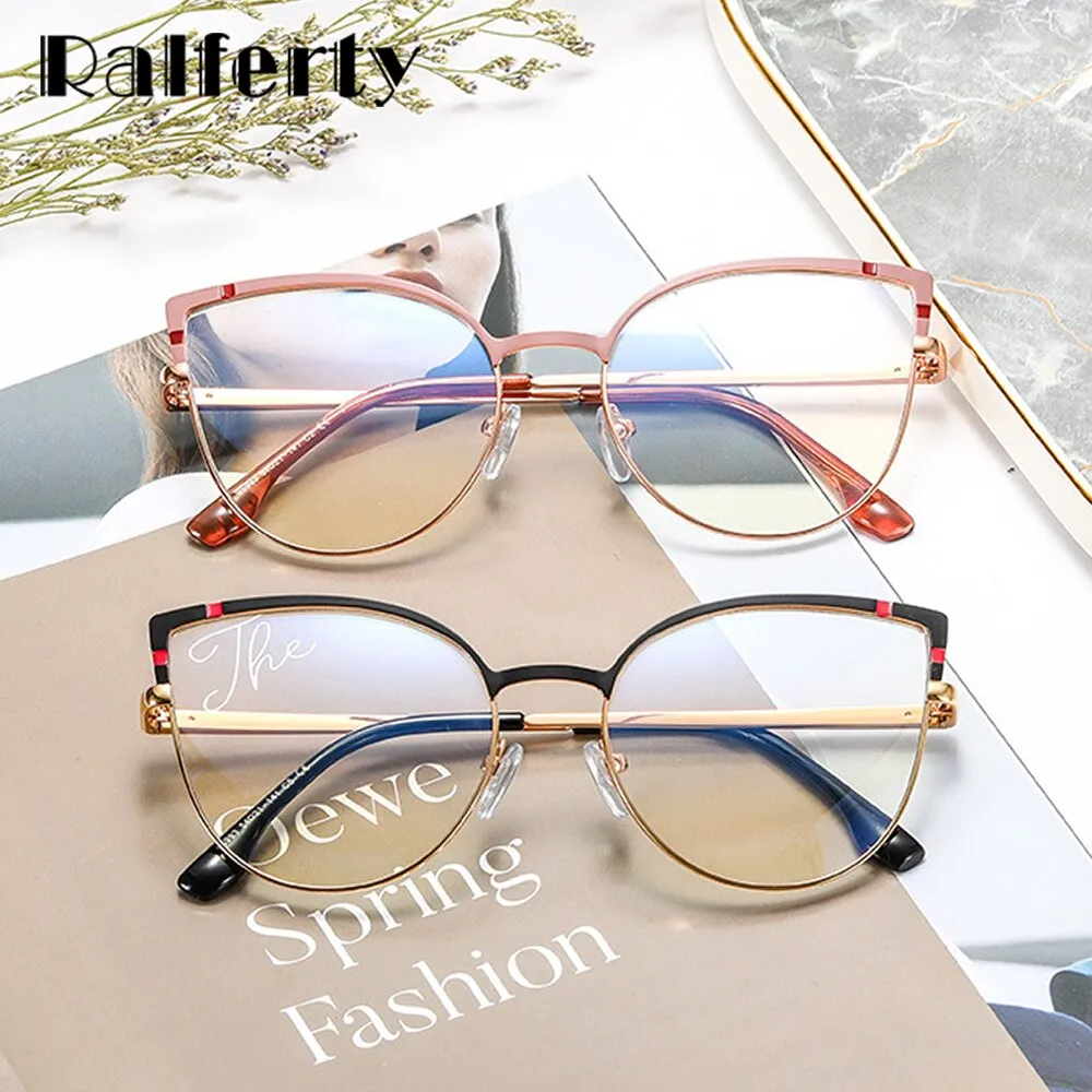 Ralferty Women's Full Rim Square Cat Eye Tr 90 Acetate Alloy Eyeglasses F95993