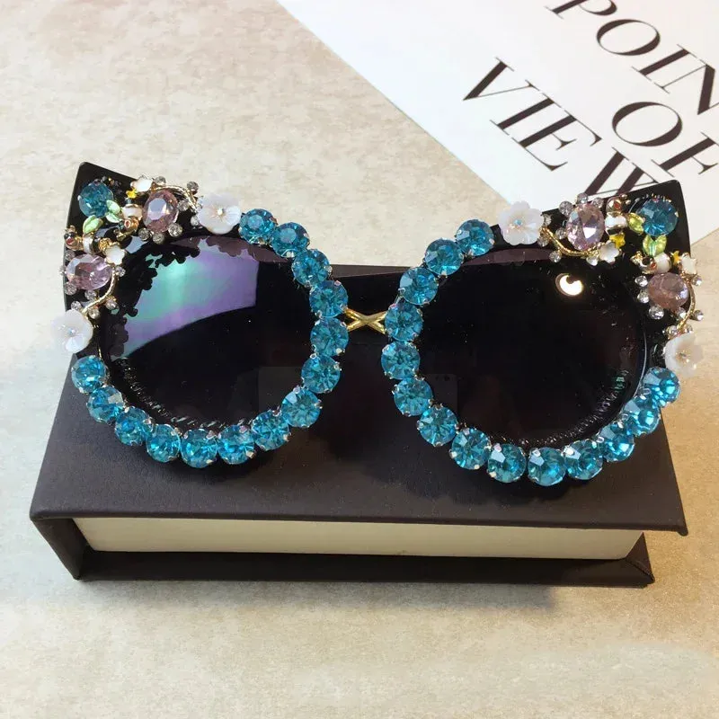 TEEK - Rhinestone Cat Eye Pointed Sunglasses