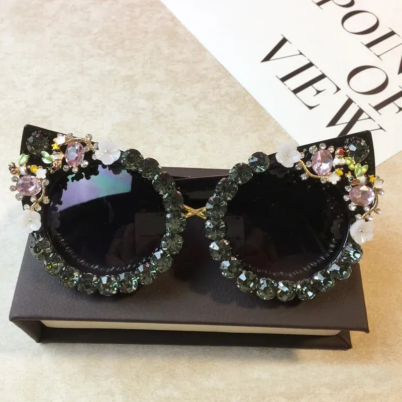 TEEK - Rhinestone Cat Eye Pointed Sunglasses