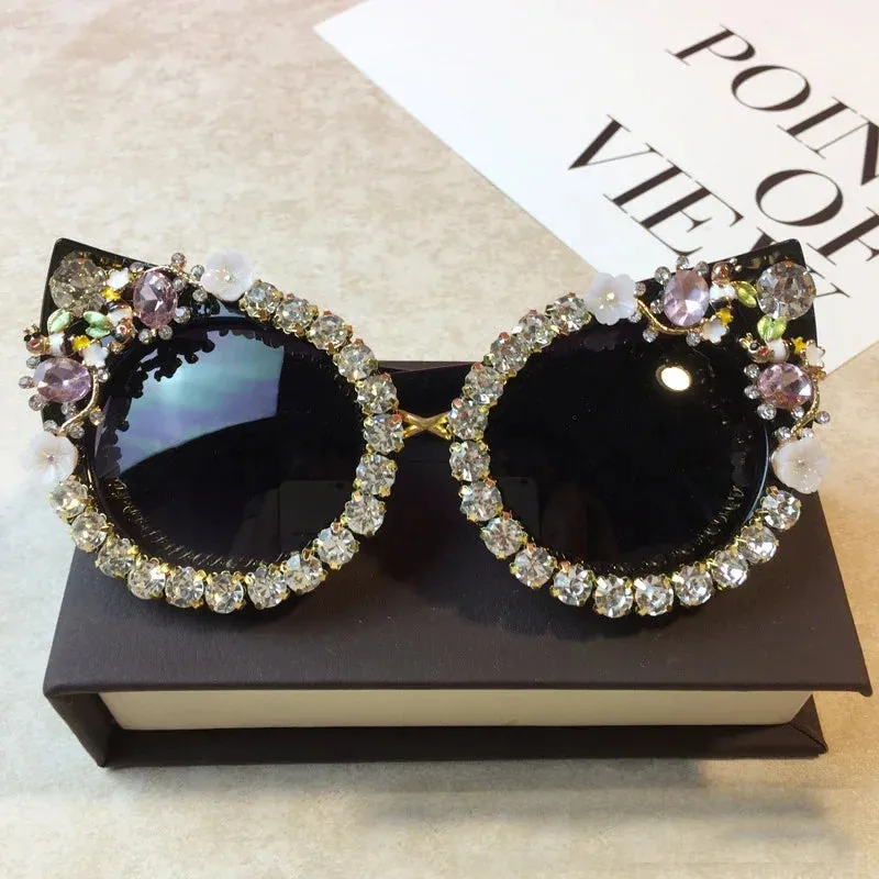 TEEK - Rhinestone Cat Eye Pointed Sunglasses