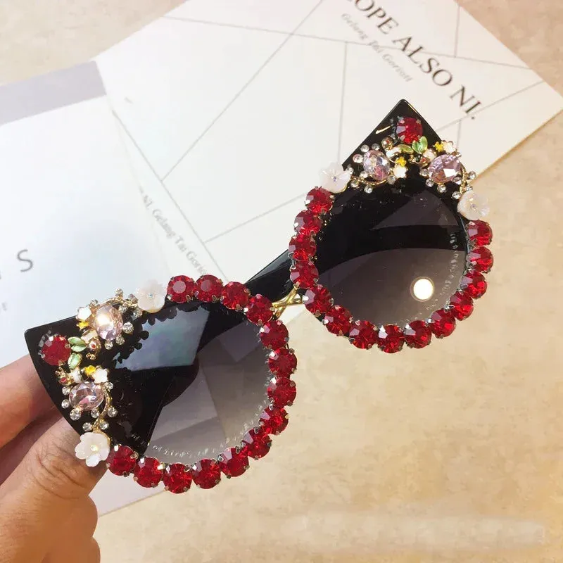 TEEK - Rhinestone Cat Eye Pointed Sunglasses