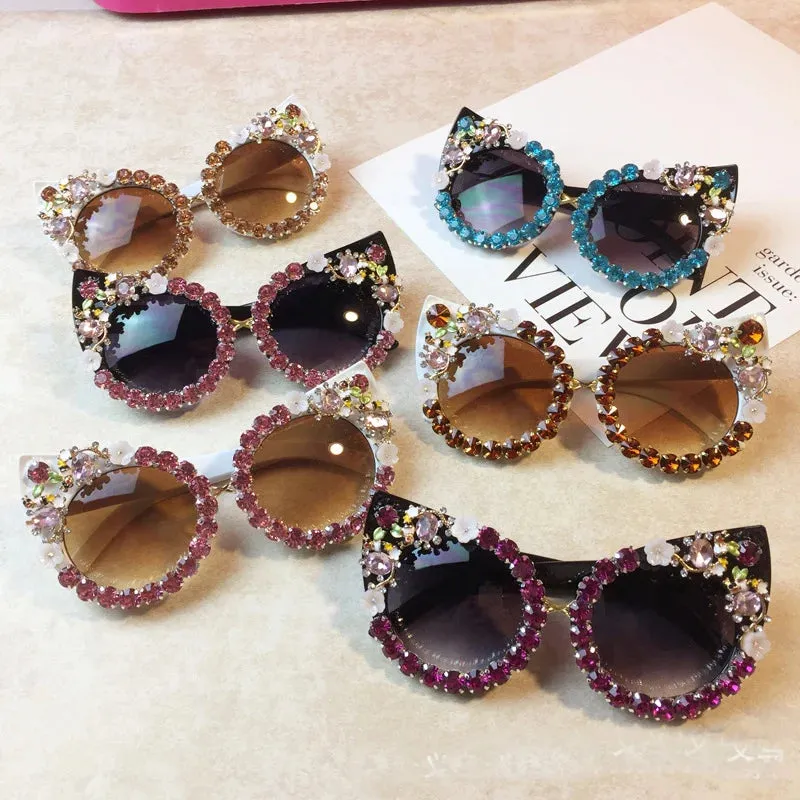 TEEK - Rhinestone Cat Eye Pointed Sunglasses