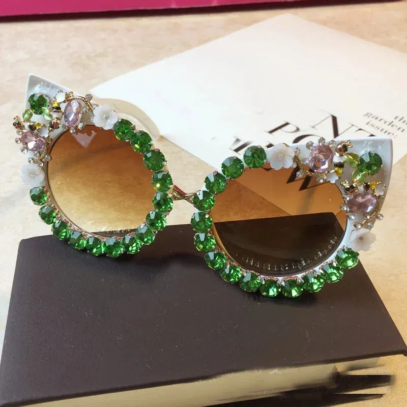 TEEK - Rhinestone Cat Eye Pointed Sunglasses