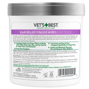 Vet's Best Ear Finger Wipes for Dogs & Cats 50 count