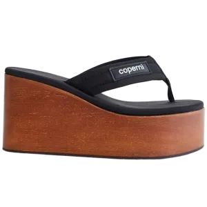 Wooden Branded Wedge Sandal